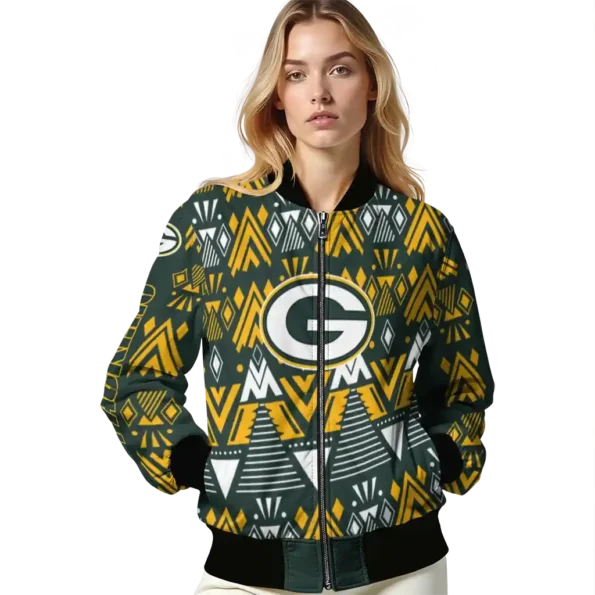 personalized green bay packers pyramid shapes green bomber jacket latest model