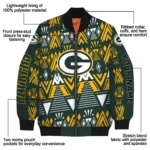 personalized green bay packers pyramid shapes green bomber jacket best selling