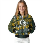 personalized green bay packers pyramid shapes green bomber jacket best selling