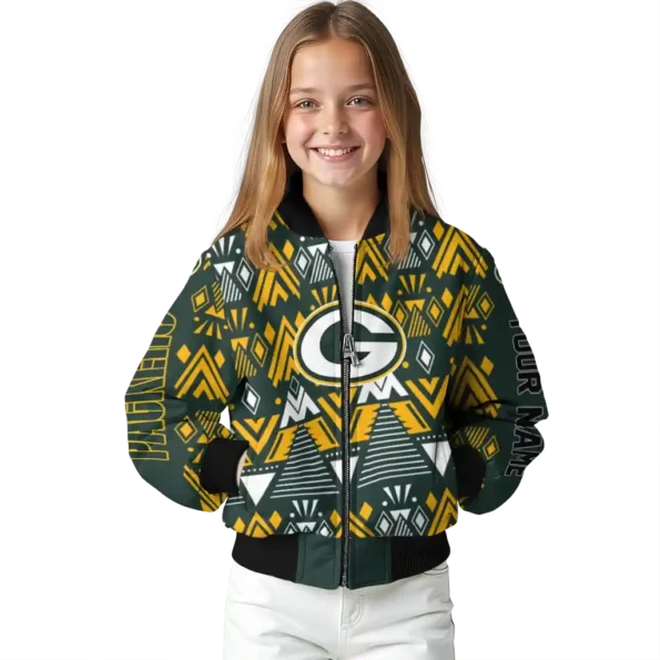 personalized green bay packers pyramid shapes green bomber jacket top rated