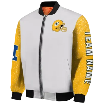 personalized green bay packers speckled arms green gray bomber jacket best selling
