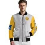 personalized green bay packers speckled arms green gray bomber jacket best selling