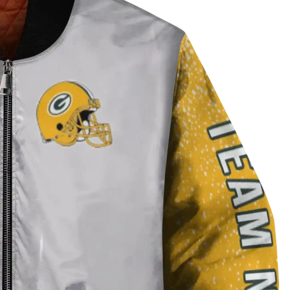 personalized green bay packers speckled arms green gray bomber jacket premium grade