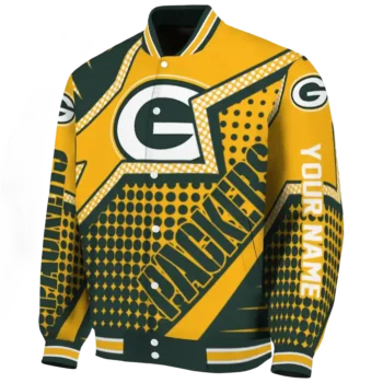 personalized green bay packers star burst green varsity jacket best selling.webp