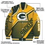 personalized green bay packers star burst green varsity jacket best selling.webp