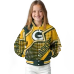 personalized green bay packers star burst green varsity jacket best selling.webp