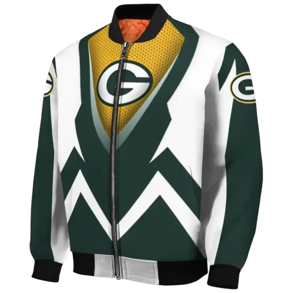 personalized green bay packers v stripes green white bomber jacket best selling