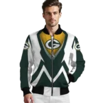 personalized green bay packers v stripes green white bomber jacket best selling