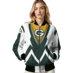 personalized green bay packers v stripes green white bomber jacket best selling