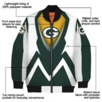 personalized green bay packers v stripes green white bomber jacket best selling