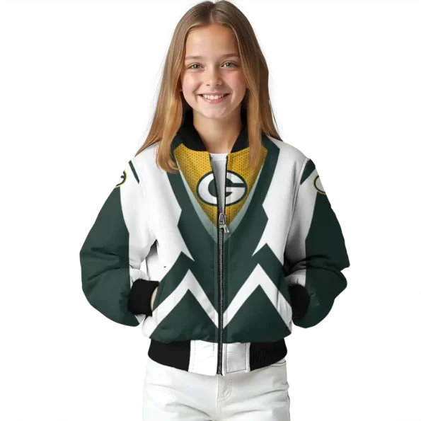 personalized green bay packers v stripes green white bomber jacket top rated