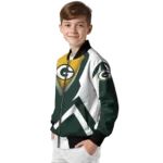 personalized green bay packers v stripes green white bomber jacket best selling