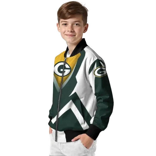 personalized green bay packers v stripes green white bomber jacket trendy