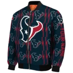personalized houston texans bolt stripe blue bomber jacket best selling