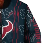 personalized houston texans bolt stripe blue bomber jacket best selling