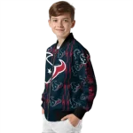personalized houston texans bolt stripe blue bomber jacket best selling
