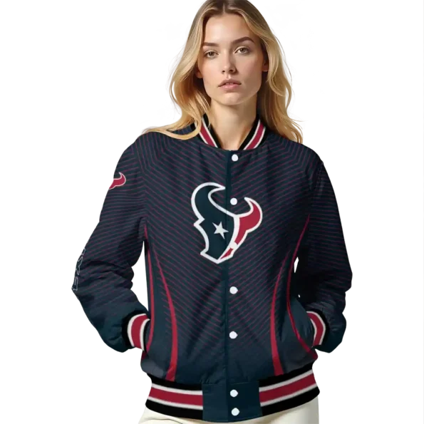 personalized houston texans chevron arrow blue varsity jacket latest model.webp
