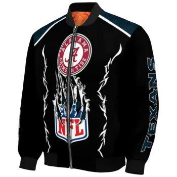 personalized houston texans claw blood blue black bomber jacket best selling