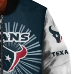 personalized houston texans ferris arena blue white bomber jacket best selling