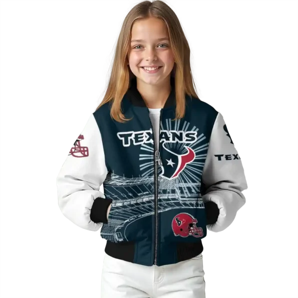 personalized houston texans ferris arena blue white bomber jacket top rated