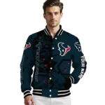 personalized houston texans hexagon cluster blue black varsity jacket best selling.webp