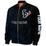 personalized houston texans hexagon mesh blue black bomber jacket best selling