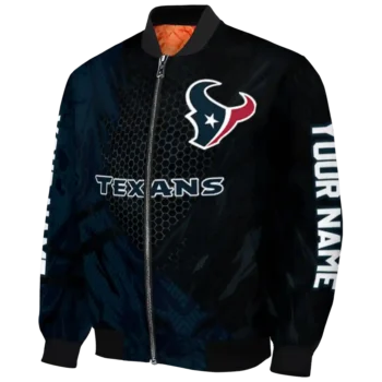personalized houston texans hexagon mesh blue black bomber jacket best selling