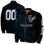personalized houston texans hexagon mesh blue black bomber jacket best selling