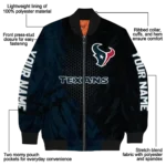 personalized houston texans hexagon mesh blue black bomber jacket best selling