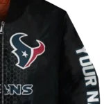 personalized houston texans hexagon mesh blue black bomber jacket best selling