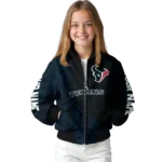 personalized houston texans hexagon mesh blue black bomber jacket best selling