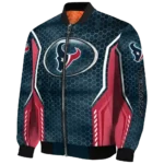 personalized houston texans power plate blue bomber jacket best selling
