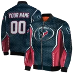 personalized houston texans power plate blue bomber jacket best selling