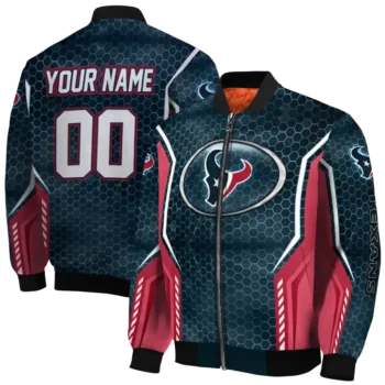 personalized houston texans power plate blue bomber jacket fashion forward