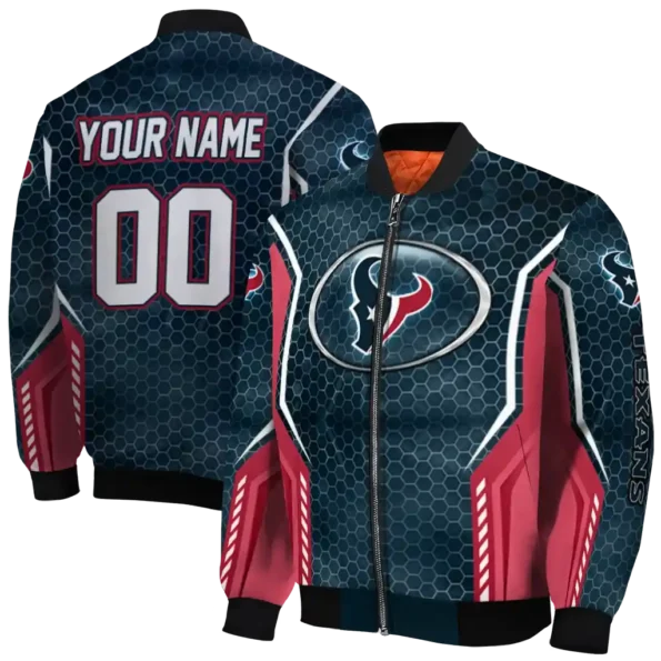 personalized houston texans power plate blue bomber jacket fashion forward