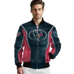 personalized houston texans power plate blue bomber jacket best selling