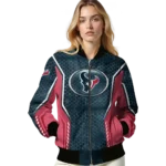 personalized houston texans power plate blue bomber jacket best selling