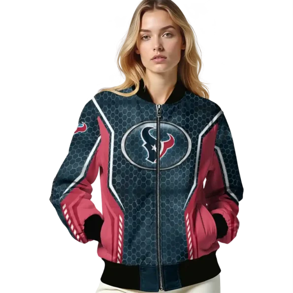 personalized houston texans power plate blue bomber jacket latest model