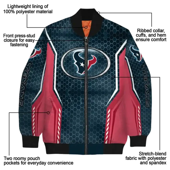 personalized houston texans power plate blue bomber jacket new arrival
