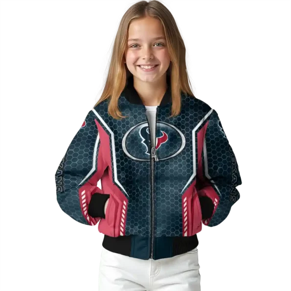 personalized houston texans power plate blue bomber jacket top rated