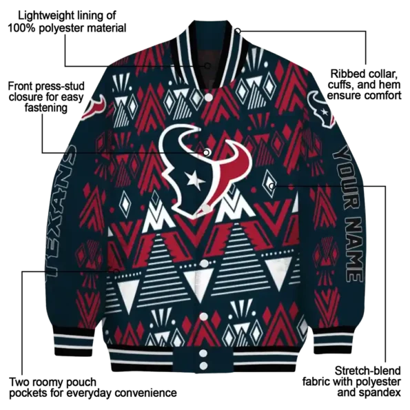 personalized houston texans pyramid shapes blue varsity jacket new arrival.webp