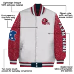personalized houston texans speckled arms blue gray varsity jacket best selling.webp