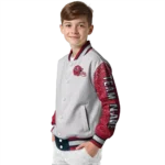 personalized houston texans speckled arms blue gray varsity jacket best selling.webp