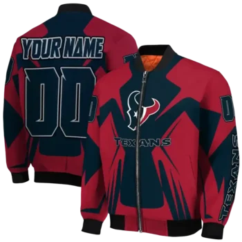 personalized houston texans spider mark blue red crocs bomber jacket fashion forward