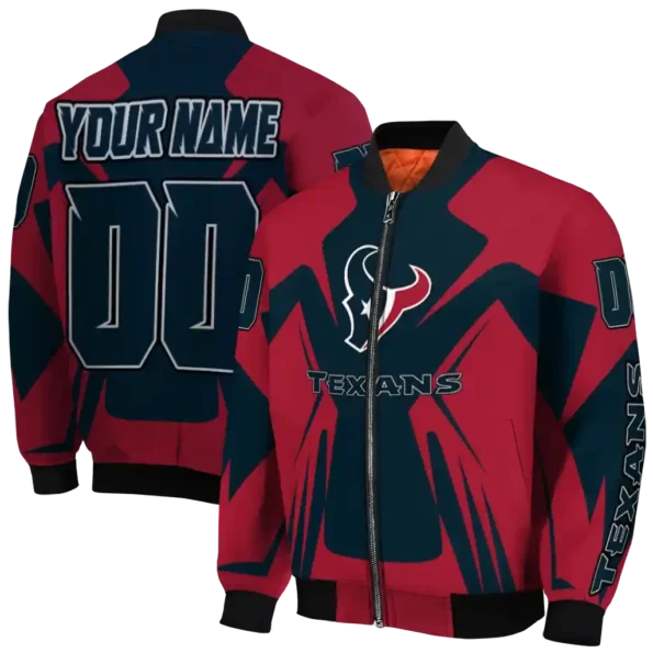 personalized houston texans spider mark blue red crocs bomber jacket fashion forward