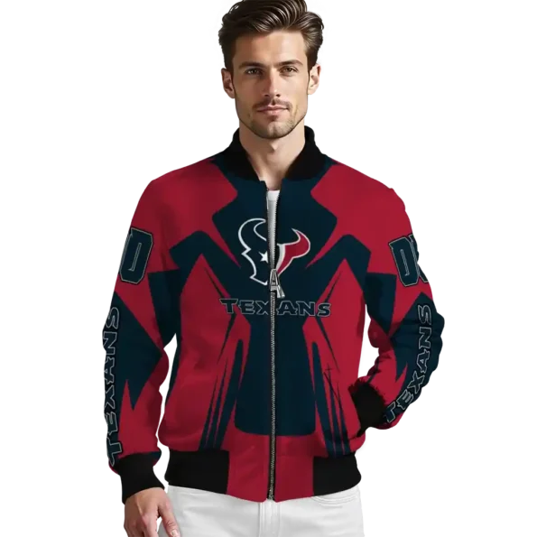 personalized houston texans spider mark blue red crocs bomber jacket high quality