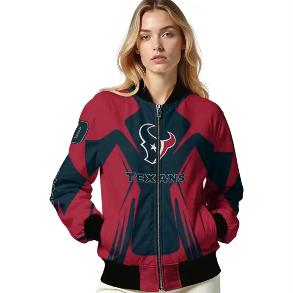 personalized houston texans spider mark blue red crocs bomber jacket latest model