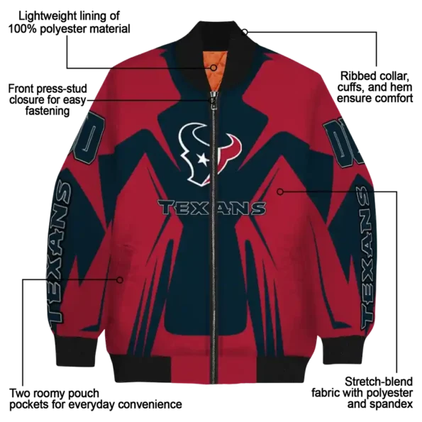 personalized houston texans spider mark blue red crocs bomber jacket new arrival