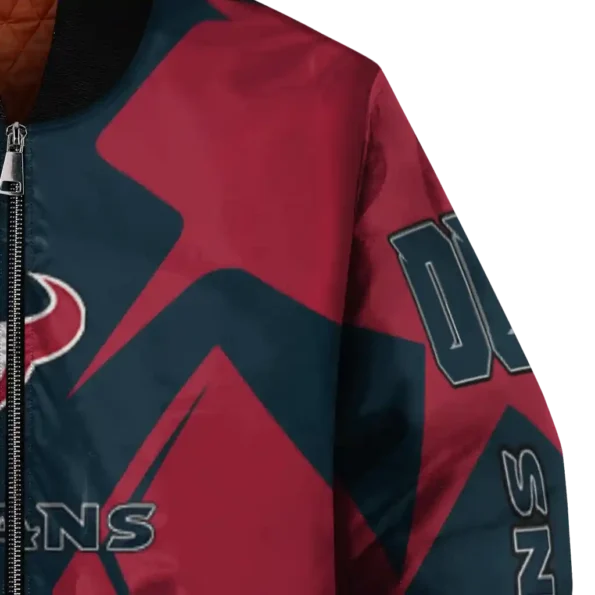 personalized houston texans spider mark blue red crocs bomber jacket premium grade