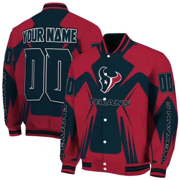 personalized houston texans spider mark blue red crocs varsity jacket fashion forward.webp